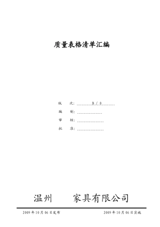 质量管理体系表格清单汇编1