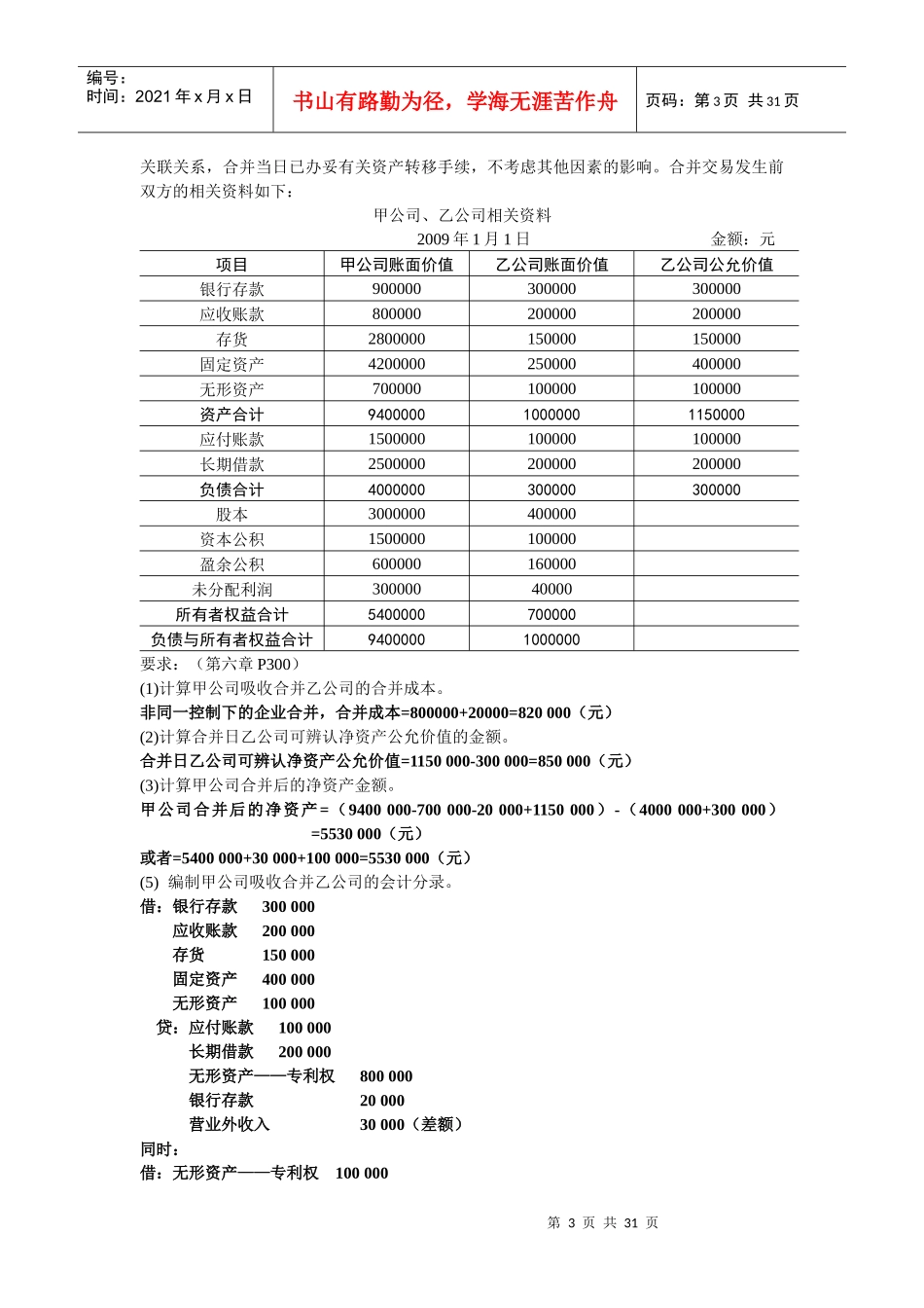 高级财务会计历年的核算题_第3页