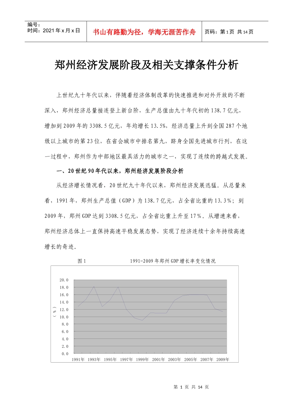 郑州经济增长相关支撑条件分析(722)_第1页