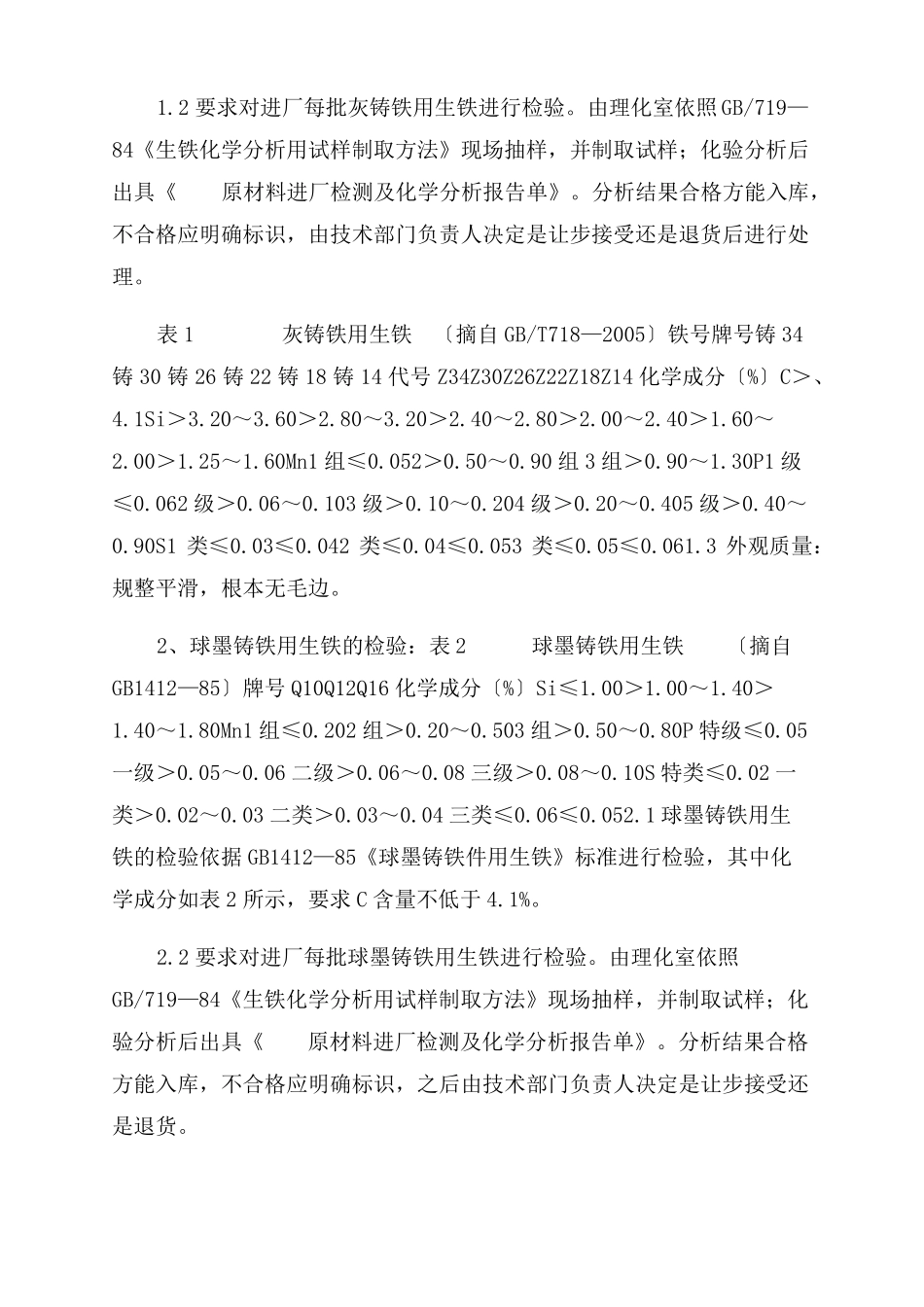 铸造公司原材料成品检验标准_第2页