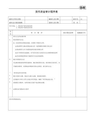 【财务表格】资产类程序表