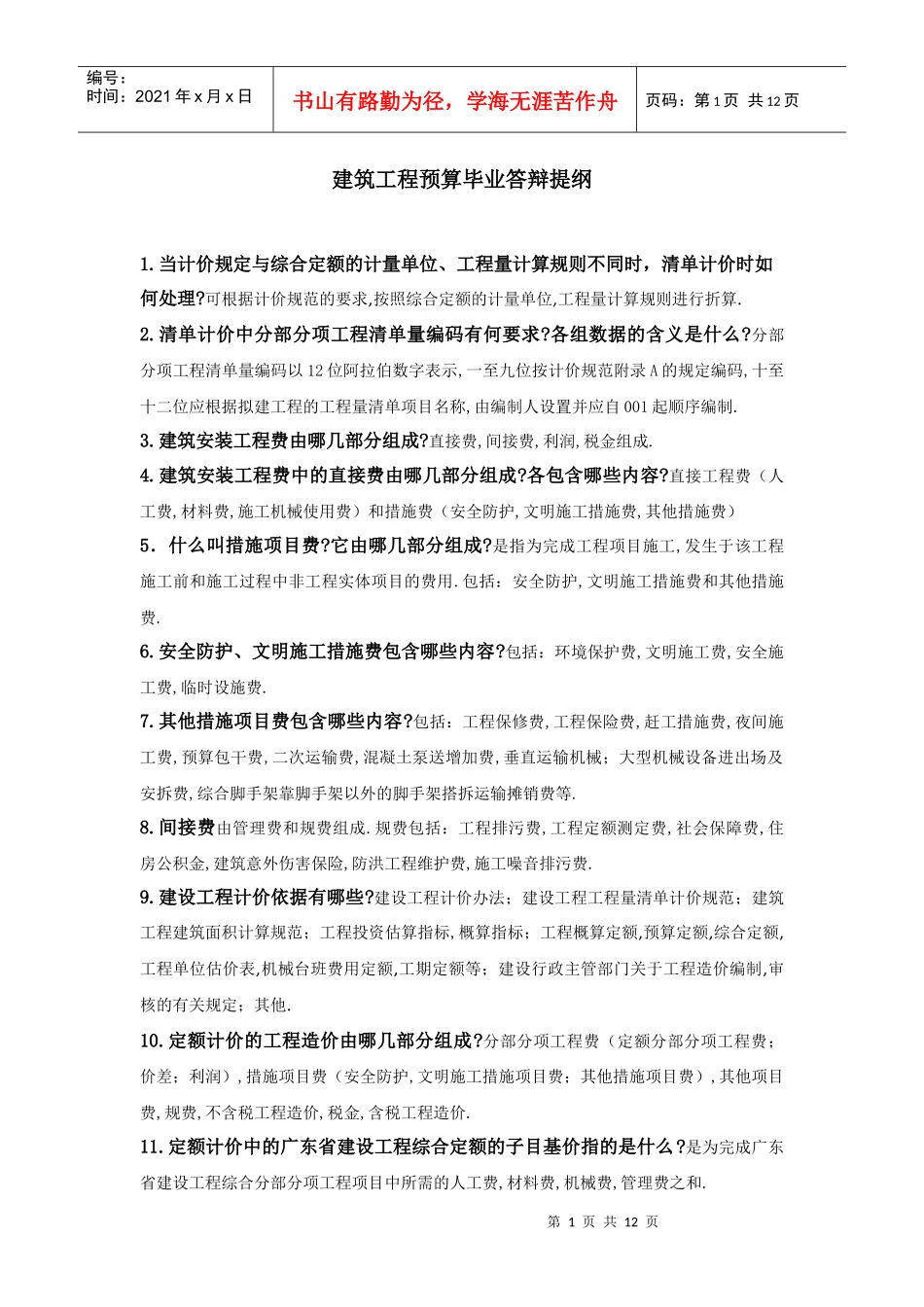 建筑工程预算常见问与答_第1页