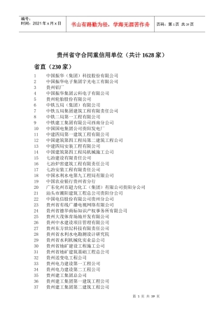 贵州省守合同重信用单位