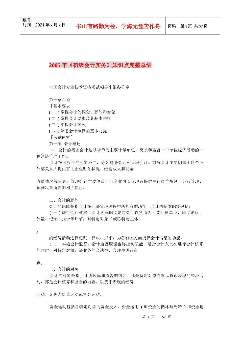 某某年《初级会计实务》知识点完整总结_第1页