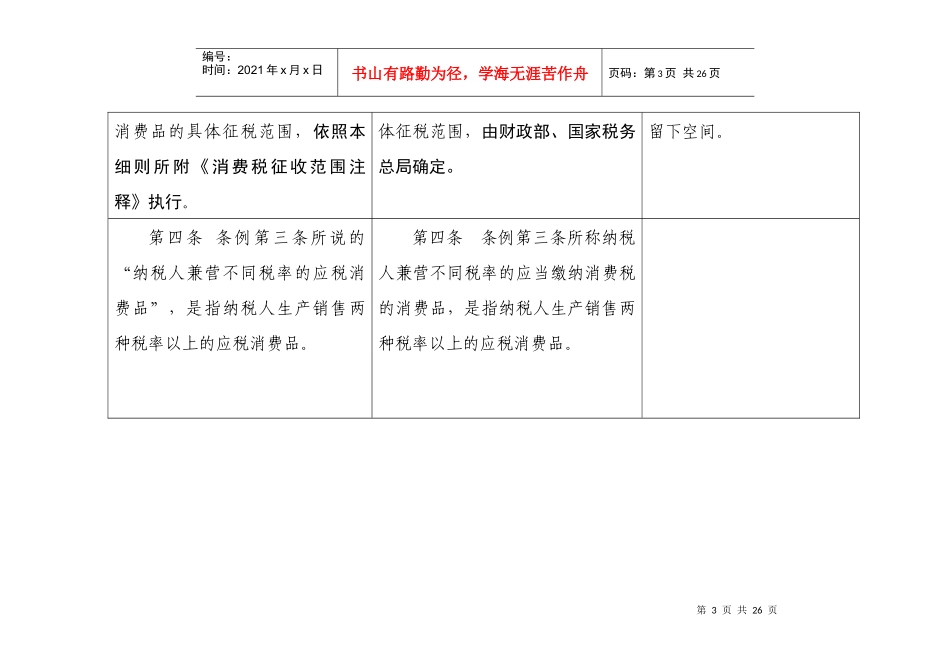 消费税暂行条例实施细则修改前后对照表_第3页
