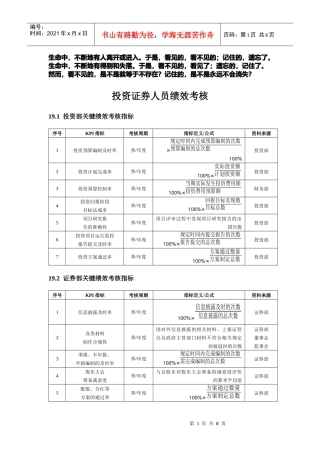 投资证券人员绩效考核