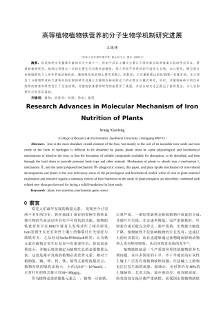 植物铁营养的分子生物学机制研究进展