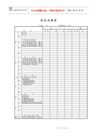 现金流量管理表