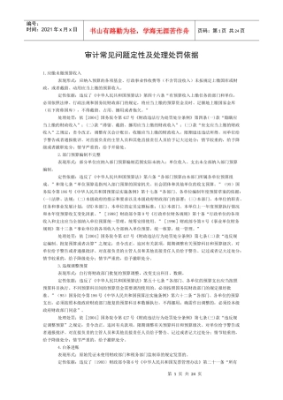 审计常见问题定性及处理处罚依据