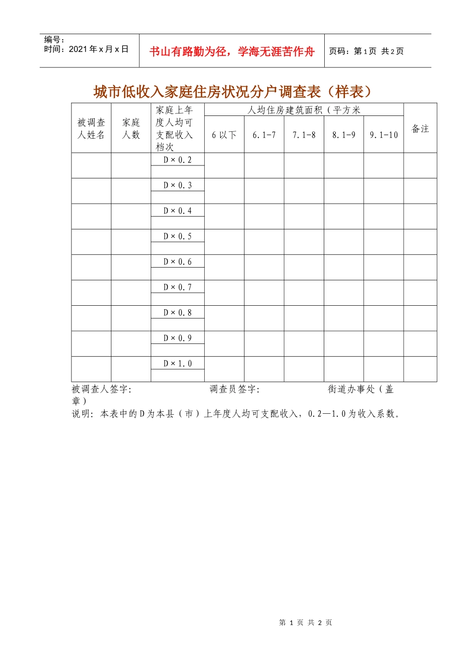 城市低收入家庭住房状况分户调查表_第1页