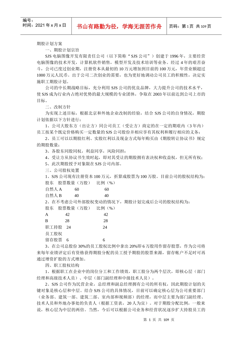 改制股权职工持股年薪资料（DOC105页）_第1页