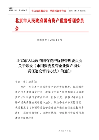 市国资委资产损失责任追究办法