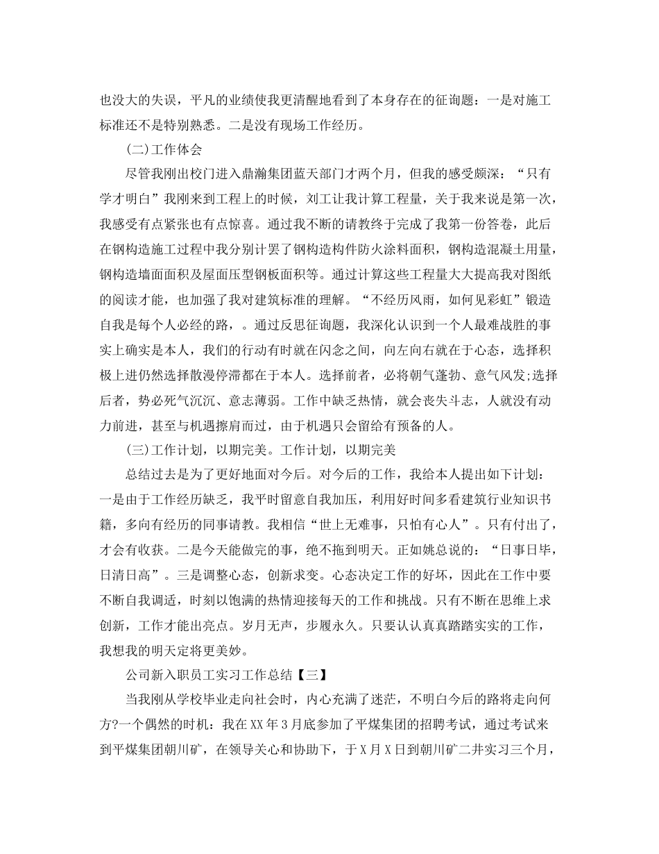 公司新入职员工实习工作参考总结_第3页
