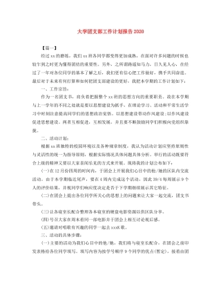 大学团支部工作计划报告2020 
