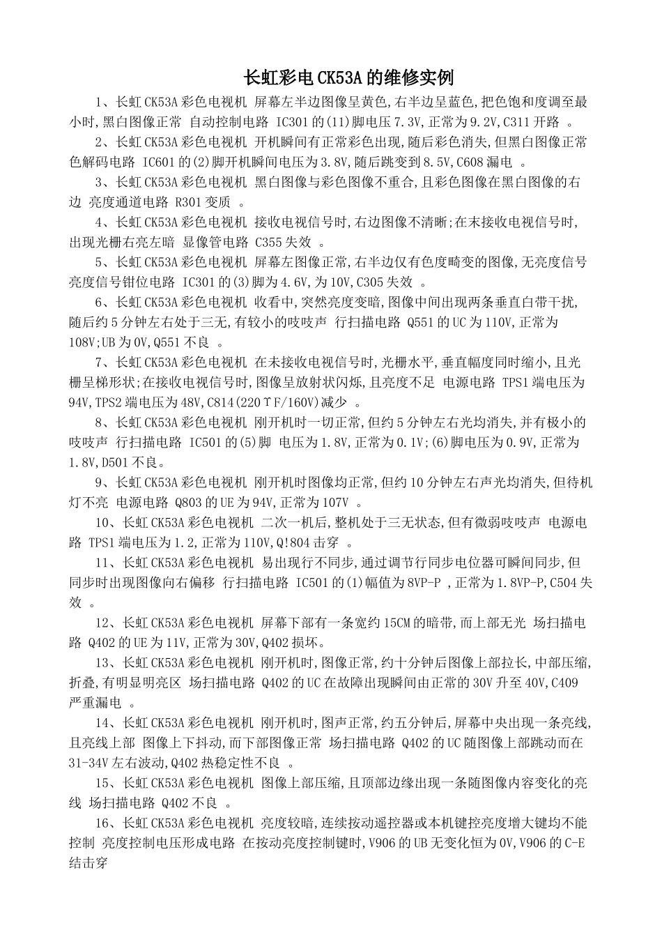 长虹彩电CK53A的维修实例_第1页