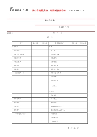 新会计制报表模板 黄玲