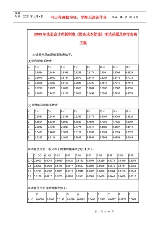 09年财务管理试题及答案