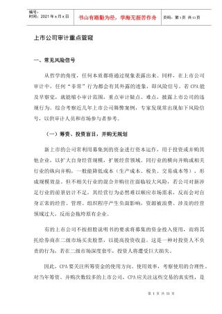 上市公司审计重点管窥(DOC12)