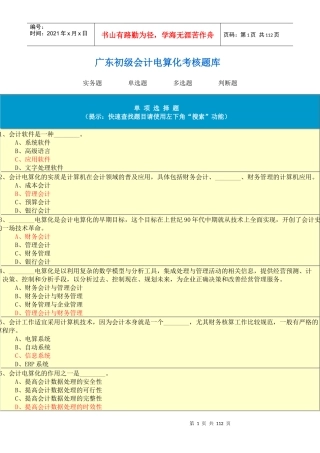 初级会计电算化考核题库