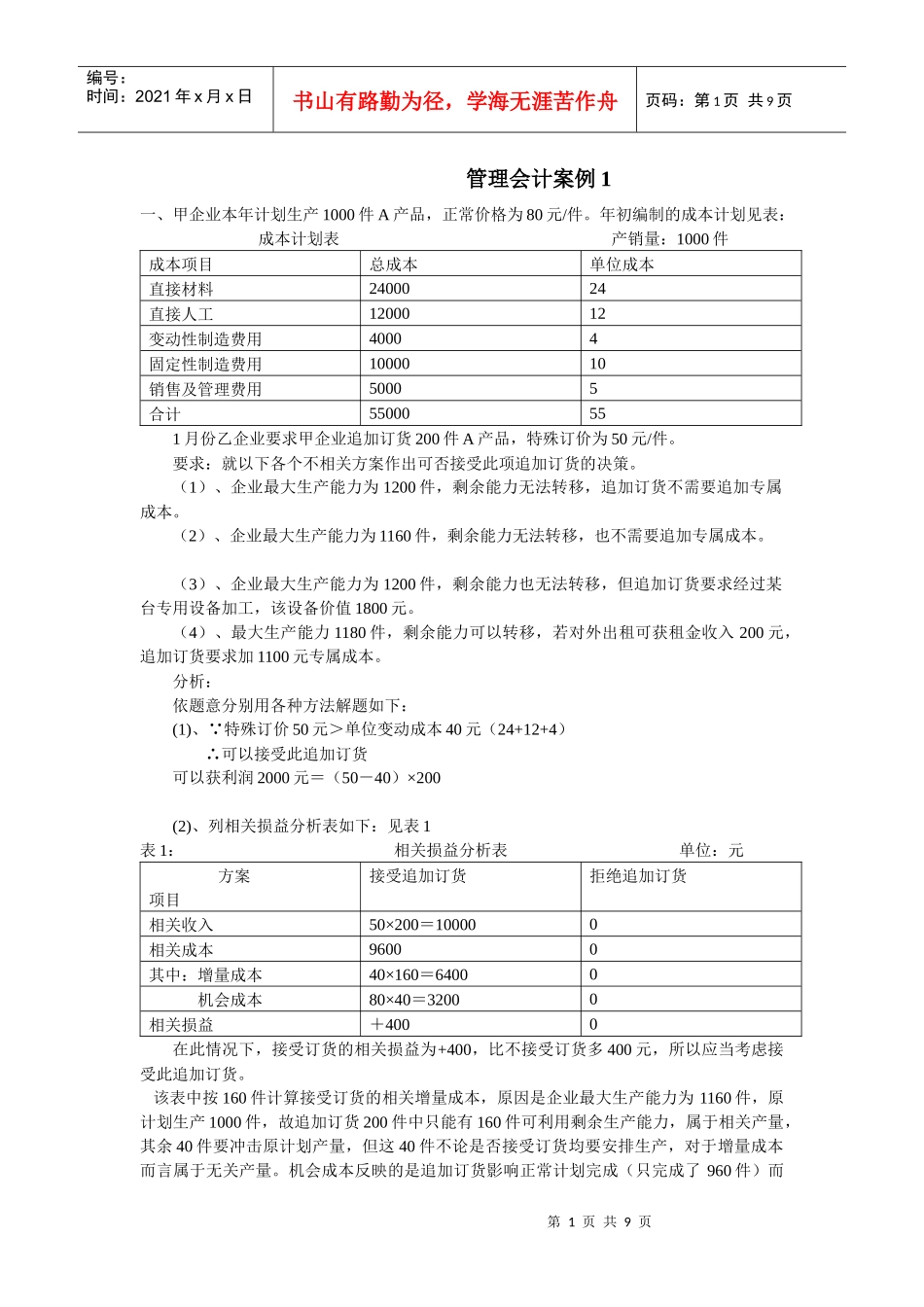 管理会计案例解析_第1页