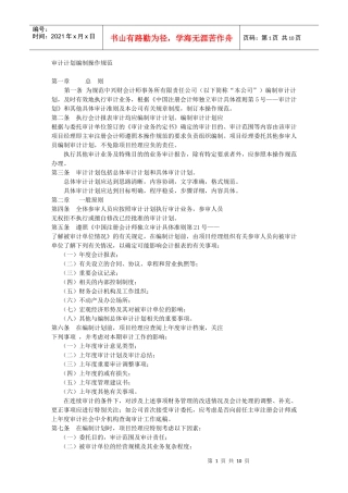 审计计划编制操作规范