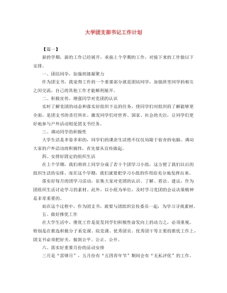 大学团支部书记工作计划 