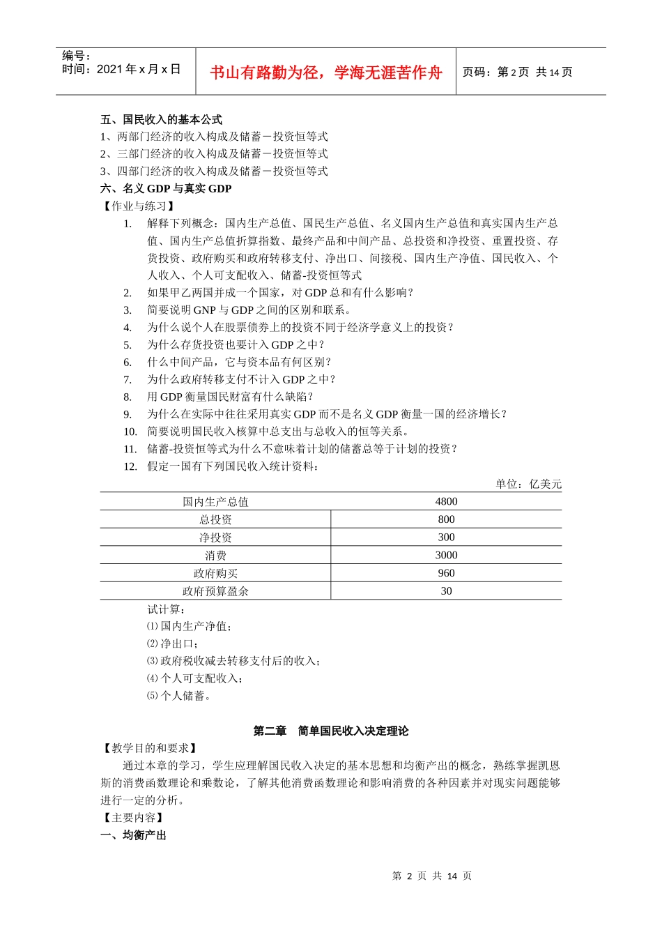 宏观经济学--高鸿业--笔记纲要_第2页