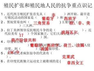 殖民扩张和殖民地人民的抗争重点识记