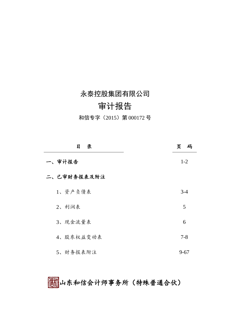 永泰控股14年审计报告_第1页