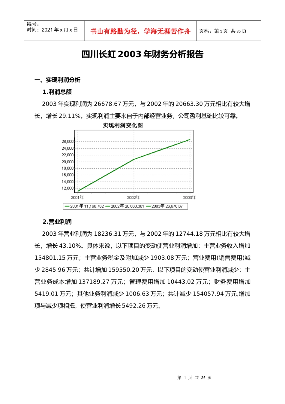 四川长虹财务报告分析_第1页