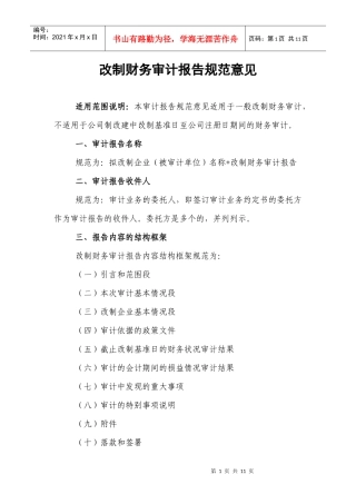 改制财务审计报告规范意见