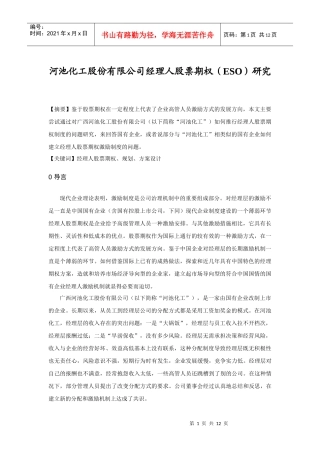 某公司经理人股票期权的总体规划