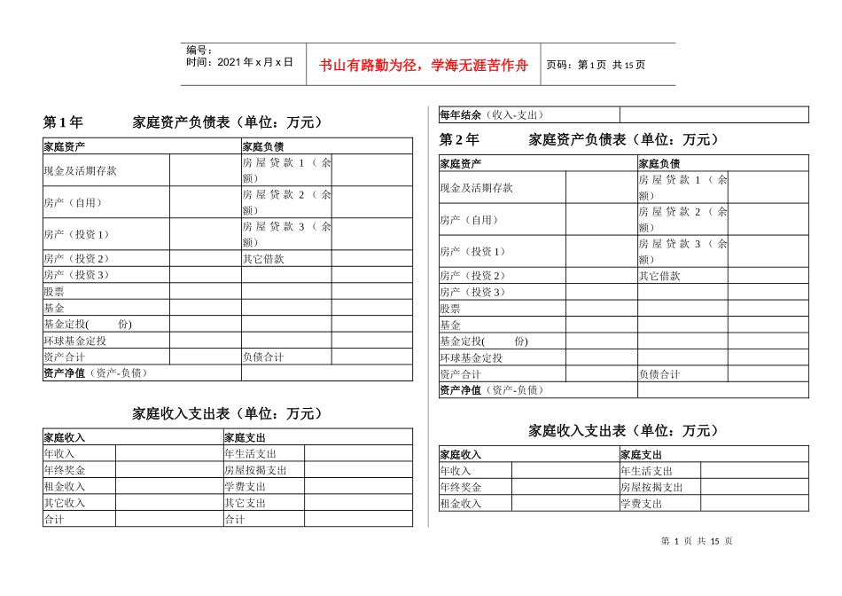 “理财人生”投资游戏表格(新)_第1页