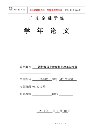 个税学年论文