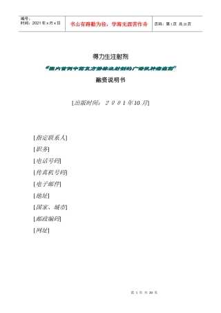 北京某公司融资说明书(doc 15页)