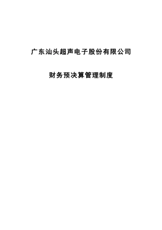 电子股份有限公司财务分析预算管理