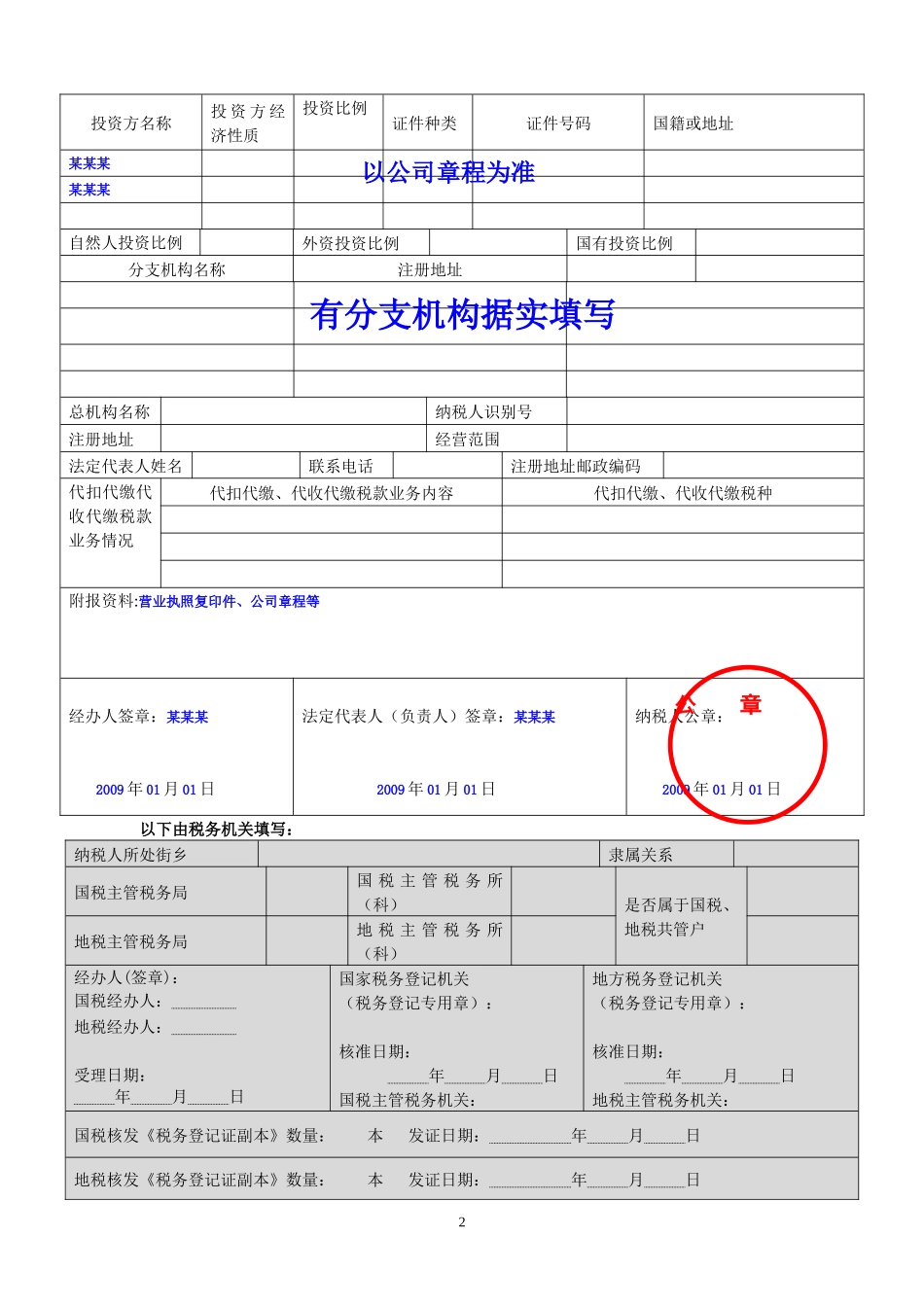 市国家税务局纳税人常用文书填写范本_第2页