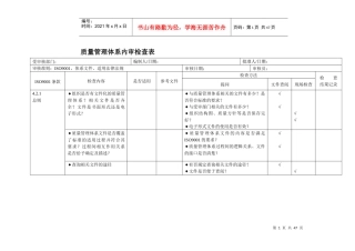 质量管理体系内审检查表