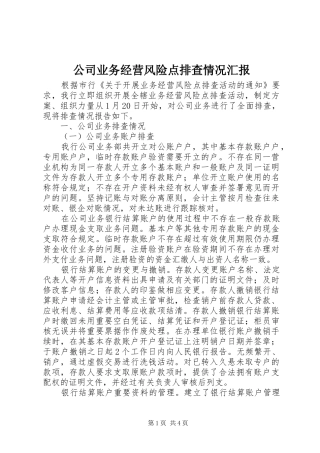 公司业务经营风险点排查情况汇报