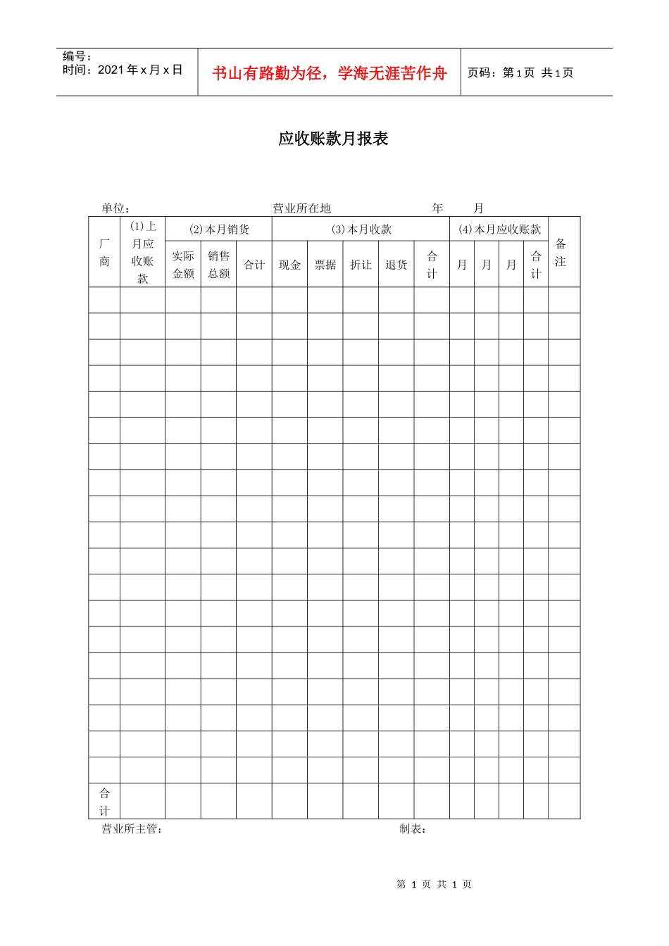 应收账款月报表_第1页
