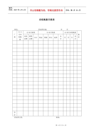 应收账款月报表