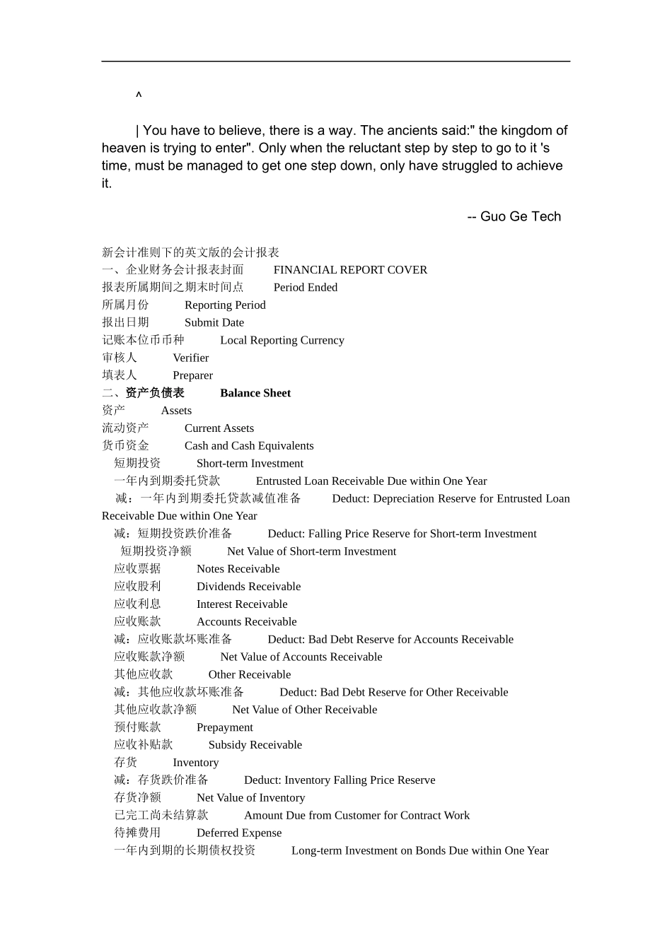 0etlcyk财务_报表中英文_第1页