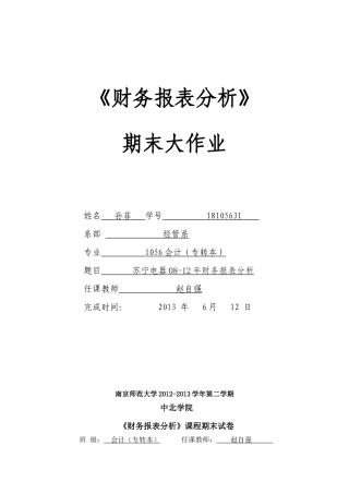 苏宁财务报表分析