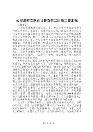 公安消防支队百日督查第二阶段工作汇报