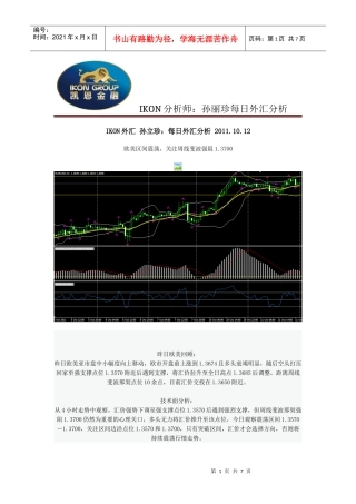 IKON分析师：孙丽珍每日外汇分析
