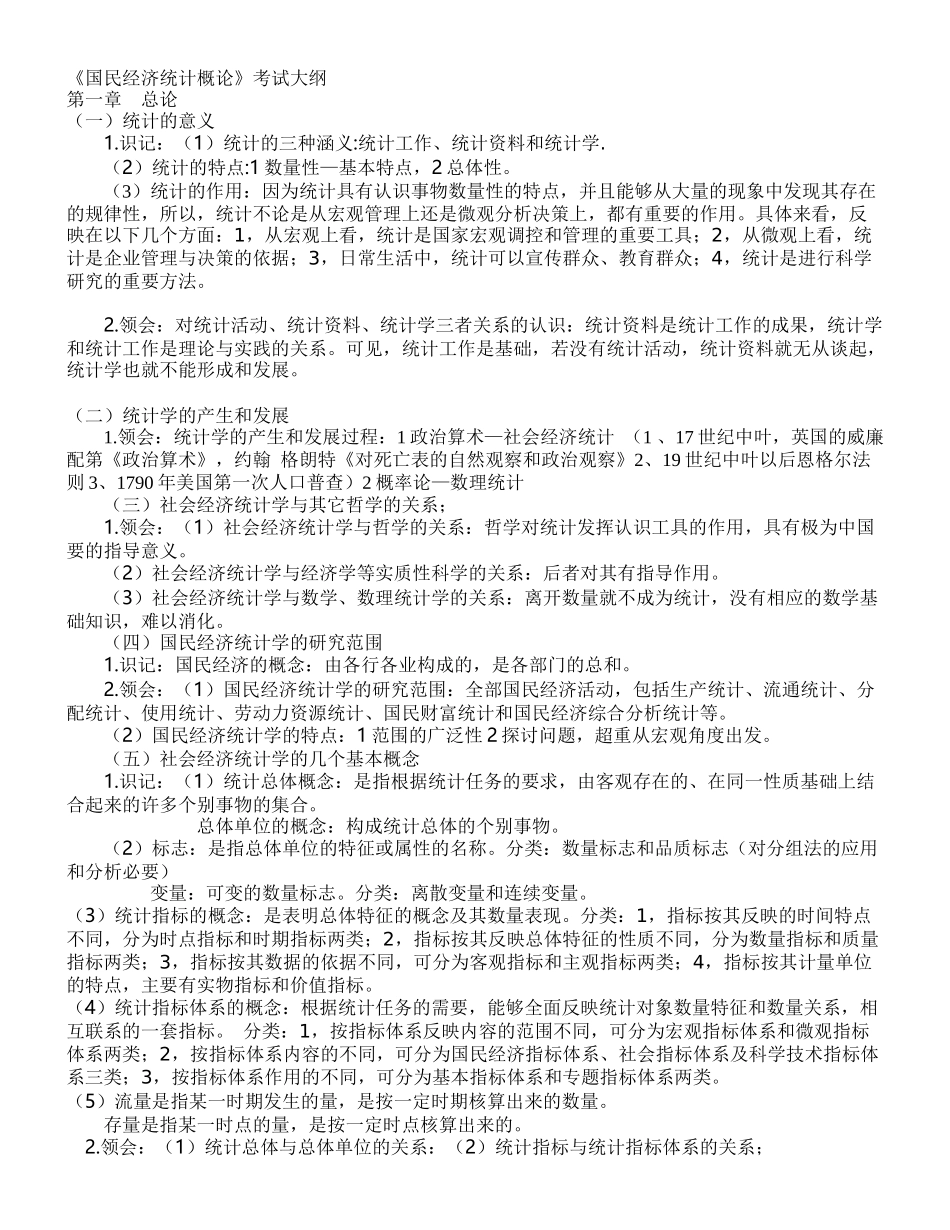 自考国民经济统计概论-识记领会_第1页