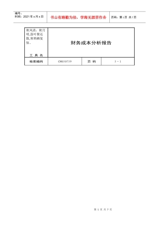 Brznsk企业财务成本分析报告范本