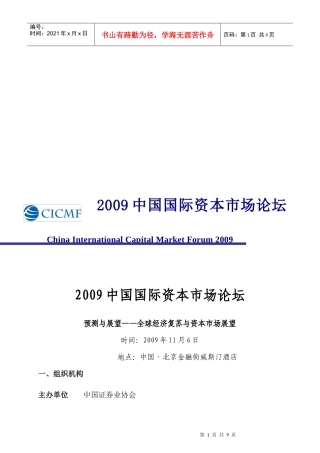 我国国际资本市场论坛