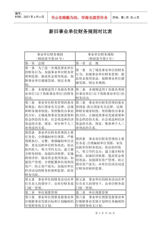 新旧事业单位财务规则对比表(12-2)
