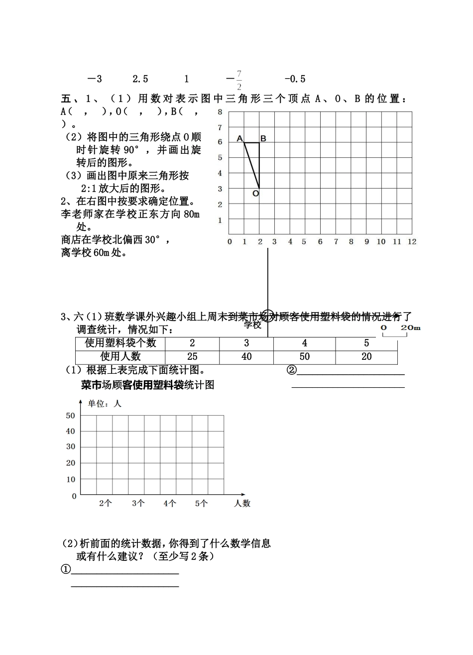 星子县第三小学2014-2015学年度第二学期六年级数学规范作图竞赛试卷_第2页